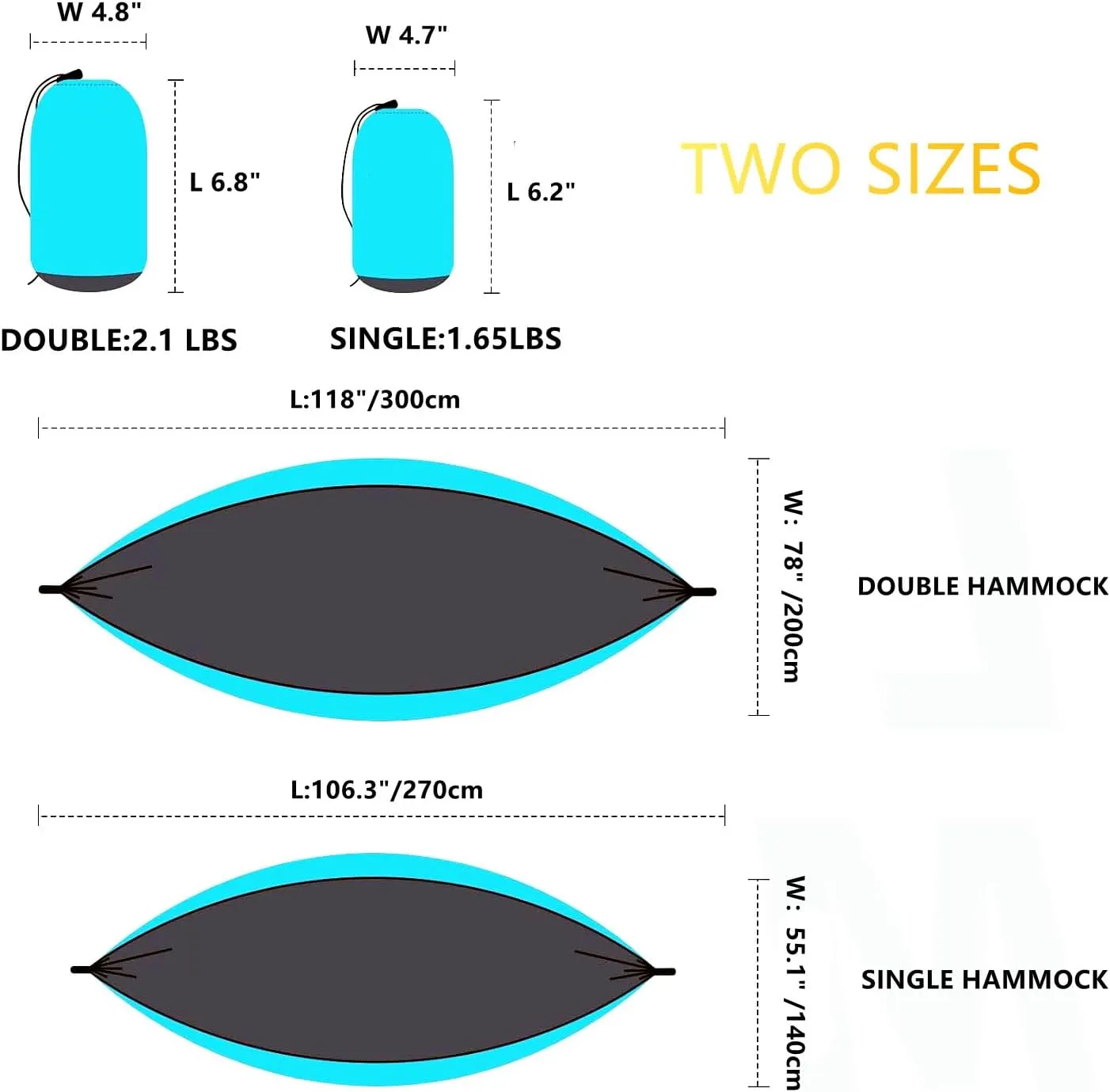 Camping Hammocks, Double & Single Hammock with Tree Straps,Portable Lightweight Parachute Nylon Camping Gear for Outside Hiking Beach Backpack Survival Travel- Up to 500lbs