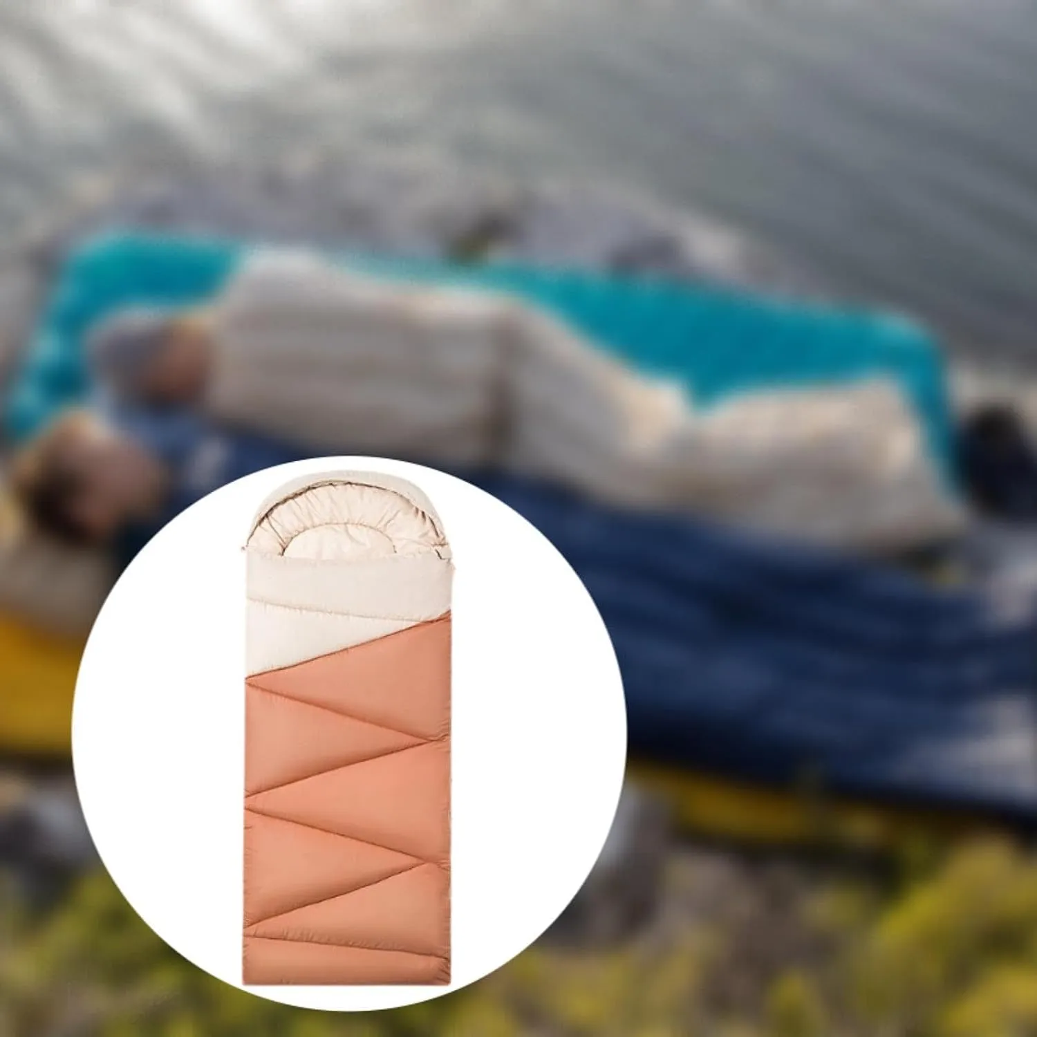 Camping Sleeping Bag, for Adults Lightweight Warm Portable with Hood Cold Weather for Outdoor, Backpacking Traveling, Winter
