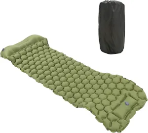 Camping Sleeping Pad Mat, Lightweight Inflatable Mattress, Sturdy 40D Nylon Fabric, TPU Laminate, for Tent Hiking Travel, Foldable Compact, Comfortable 3D Design (Green)