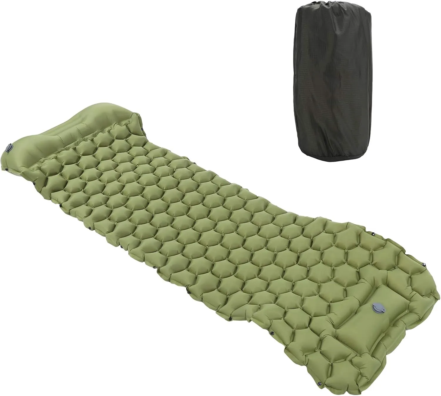 Camping Sleeping Pad Mat, Lightweight Inflatable Mattress, Sturdy 40D Nylon Fabric, TPU Laminate, for Tent Hiking Travel, Foldable Compact, Comfortable 3D Design (Green)