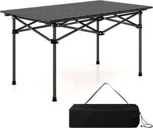 Camping Table, Aluminum Folding Camping Table, Roll Up Portable Picnic Table with Carrying Bag for 4-6 People, Steel Frame Fold up Dining Desk for Hiking Fishing BBQ