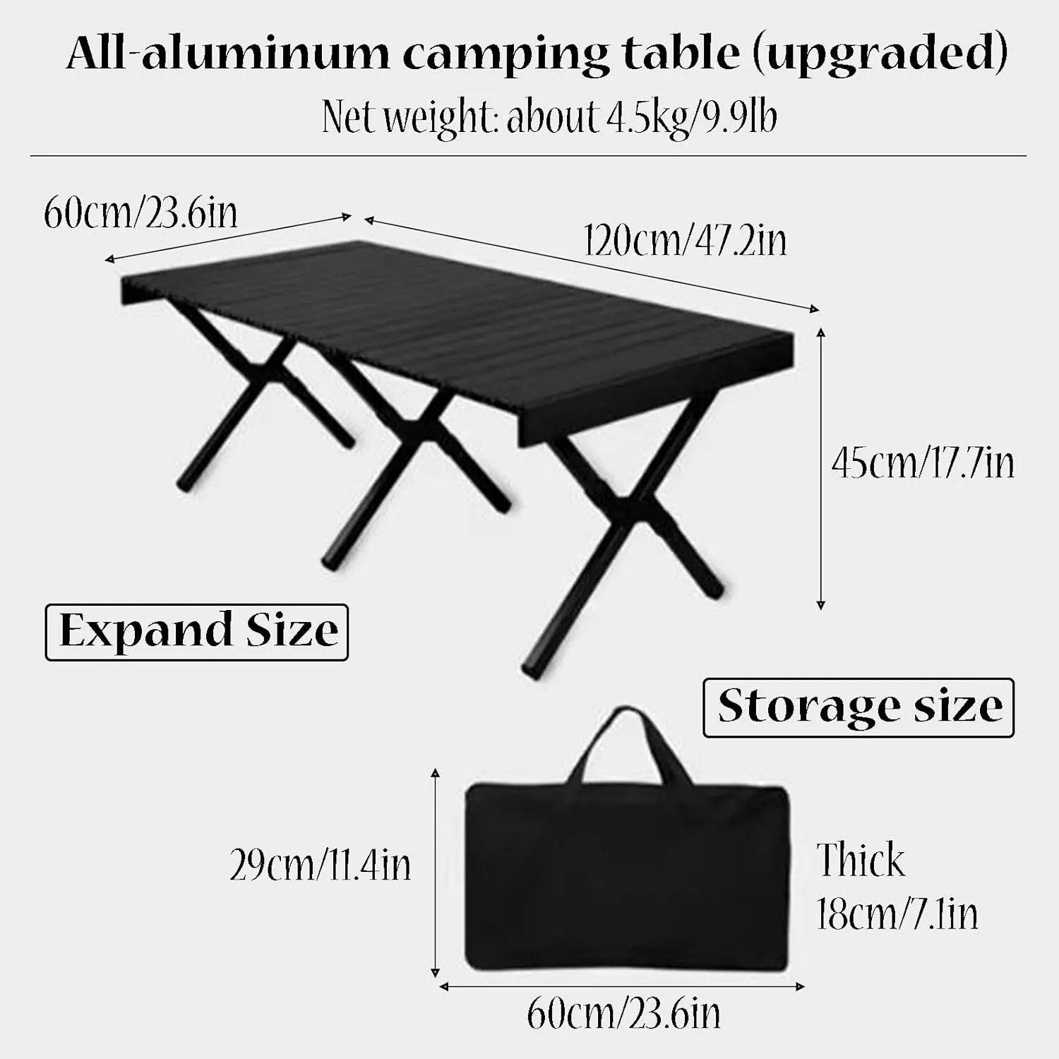 Camping Table Camping Folding Table Foldable Picnic Table Portable Roll Up Desktop Easy to Assembly for Indoor & Outdoor