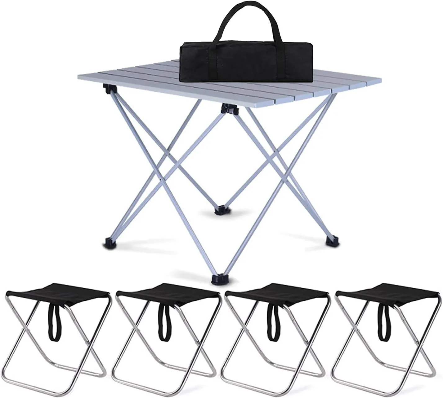 Camping Table Chairs Small Outdoor Set, Portable Aluminum Picnic Table, Suitable for Fishing, Barbecue and Hiking 56x40x40cm