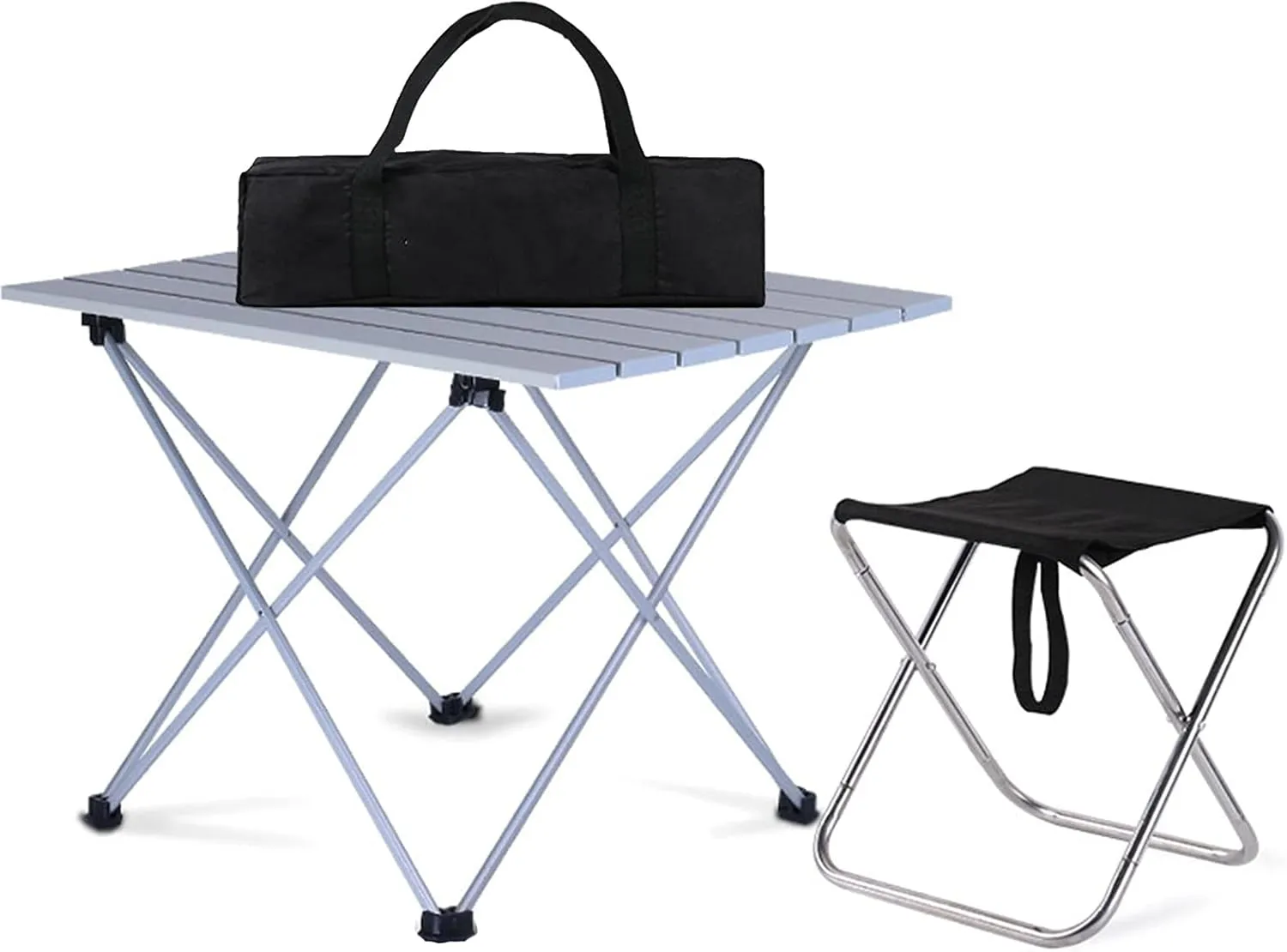 Camping Table Chairs Small Outdoor Set, Portable Aluminum Picnic Table, Suitable for Fishing, Barbecue and Hiking 56x40x40cm