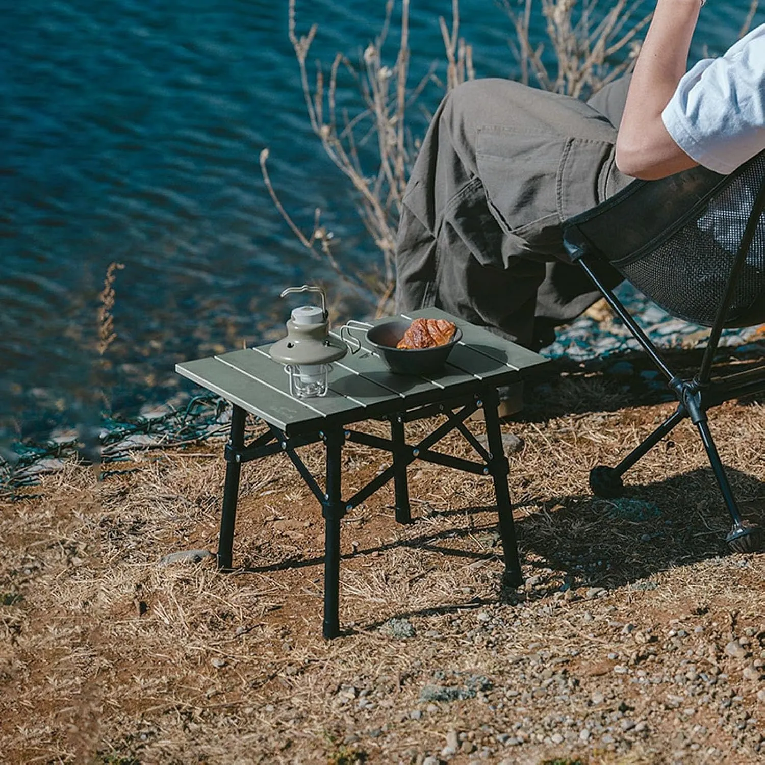 Camping Table Folding Table Portable Table Camping Aluminum Camp Table Ultralight Camping Table for Garden Hiking Camping (Color : Gold)