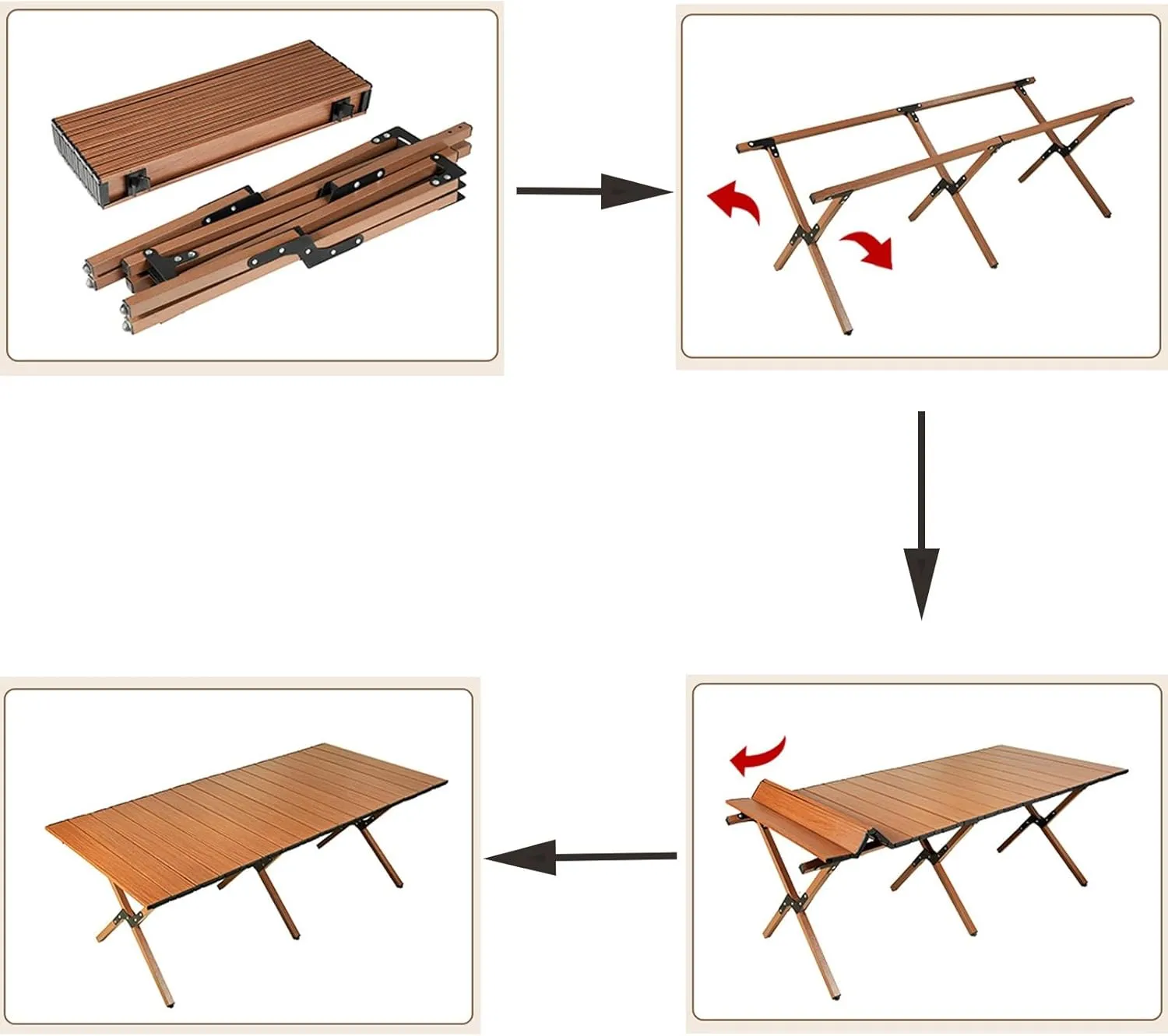 Camping Table Roll Up Table Lightweight, 4 Person Portable Table with Carry Bag for Outdoor BBQ Picnic Gathering(B,60x60x45cm)
