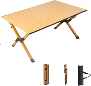 Camping Table Roll Up Table Lightweight, 4 Person Portable Table with Carry Bag for Outdoor BBQ Picnic Gathering(B,60x60x45cm)
