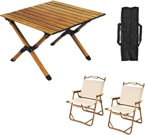 Camping Tables That Fold Up Lightweight with Chairs, Folding Table for Outside Camping, Strong Loading Bear Foldable Aluminum Table and Chair Set for Hiking Backpacking Outdoor Picnic