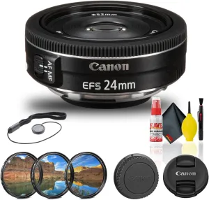 Canon EF-S 24mm f/2.8 STM Lens (9522B002)   Filter Kit   Cap Keeper   Cleaning Kit   More (Renewed)