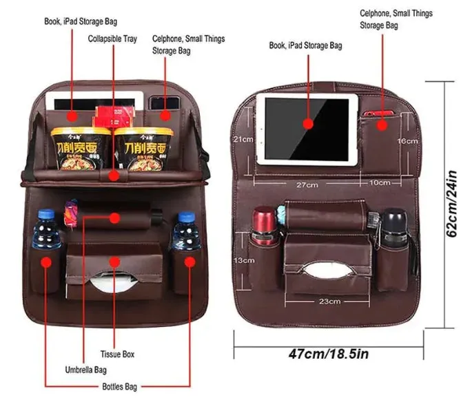 Car Seat Organizer with Foldable Table