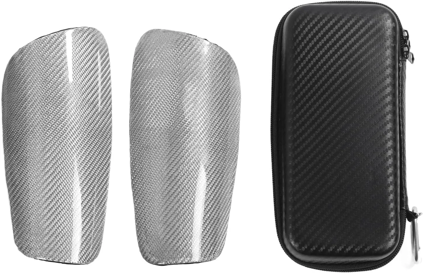 Carbon Fiber Soccer Shin Guards, Shock Absorption Lightweight Shin Pads with Ergonomic Design Neoprene Material Protective Equipment Storage Bag Included for Kids Football Games