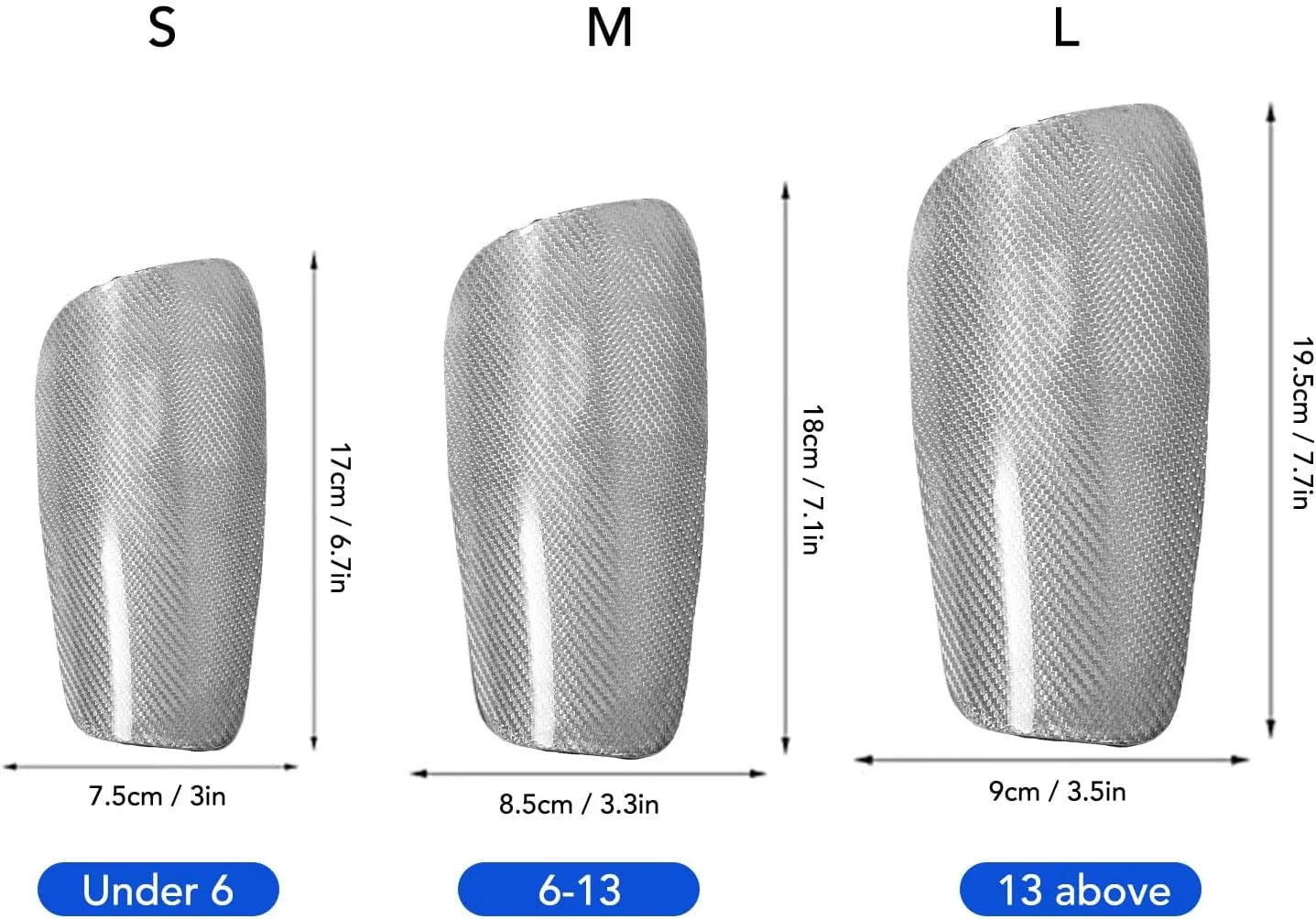 Carbon Fiber Soccer Shin Guards, Shock Absorption Lightweight Shin Pads with Ergonomic Design Neoprene Material Protective Equipment Storage Bag Included for Kids Football Games