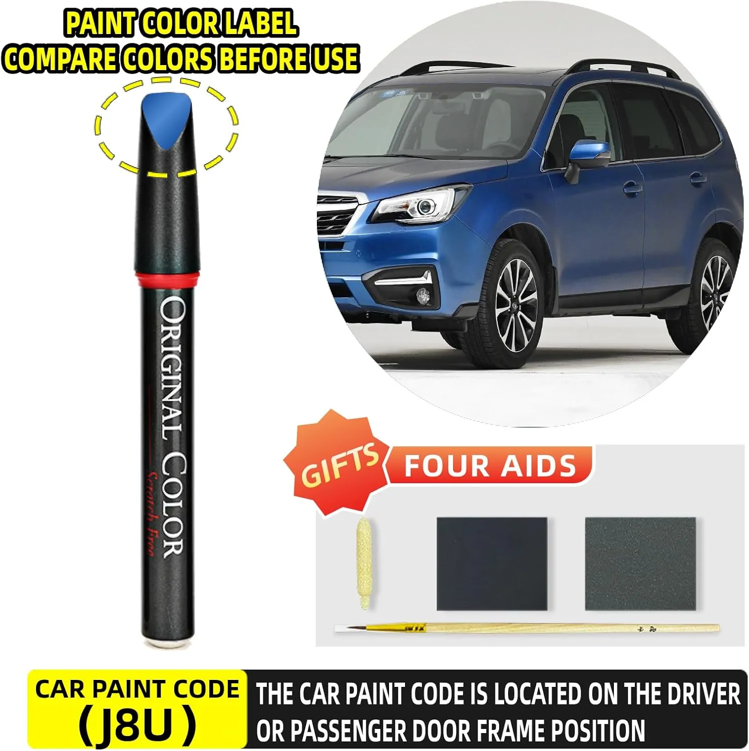 Carhoo J8U Quartz Blue Pearl Compatible with Subaru Exact Match Touch Up Paint Pen