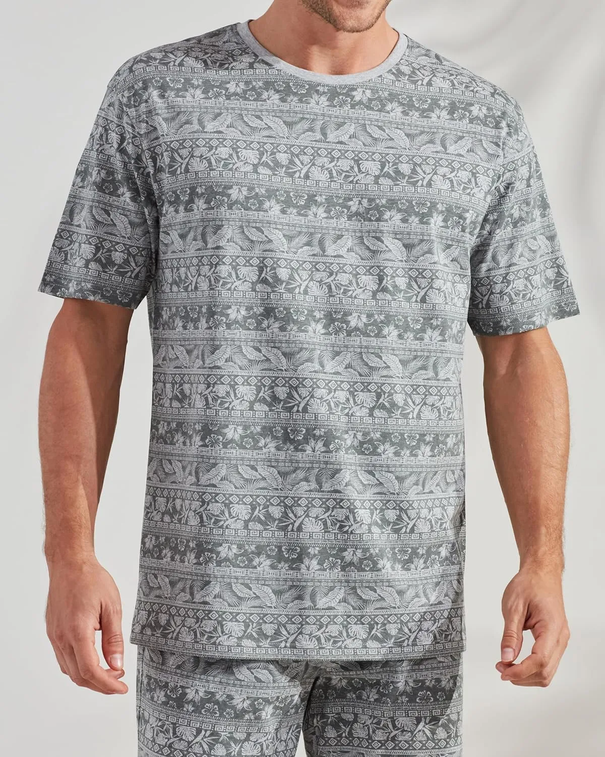 CARIBBEAN JOE Clothing & Accessorie's Men's Shirt, Pajamas Sleep Top with Aztec Print Design, Lightweight and Breathable Pjs