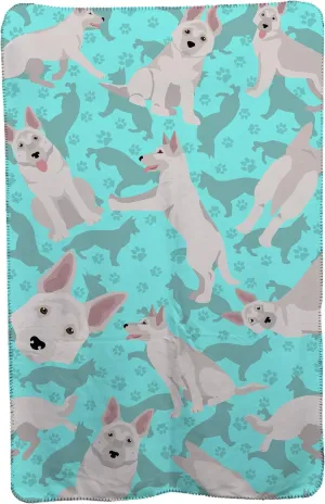 Caroline's Treasures MLM1077TBLT White German Shepherd Soft Travel Blanket with Bag Airplane Blanket, Indoor Outdoor Camping Blanket for Traveling, Picnics, Beach Trips, Concerts