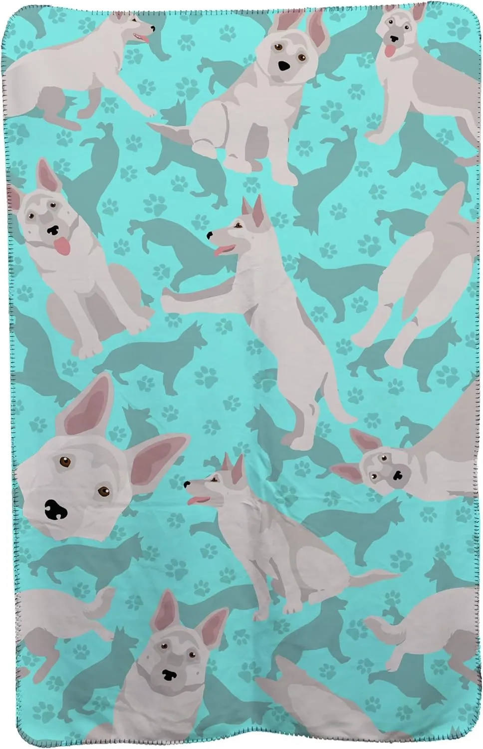 Caroline's Treasures MLM1077TBLT White German Shepherd Soft Travel Blanket with Bag Airplane Blanket, Indoor Outdoor Camping Blanket for Traveling, Picnics, Beach Trips, Concerts