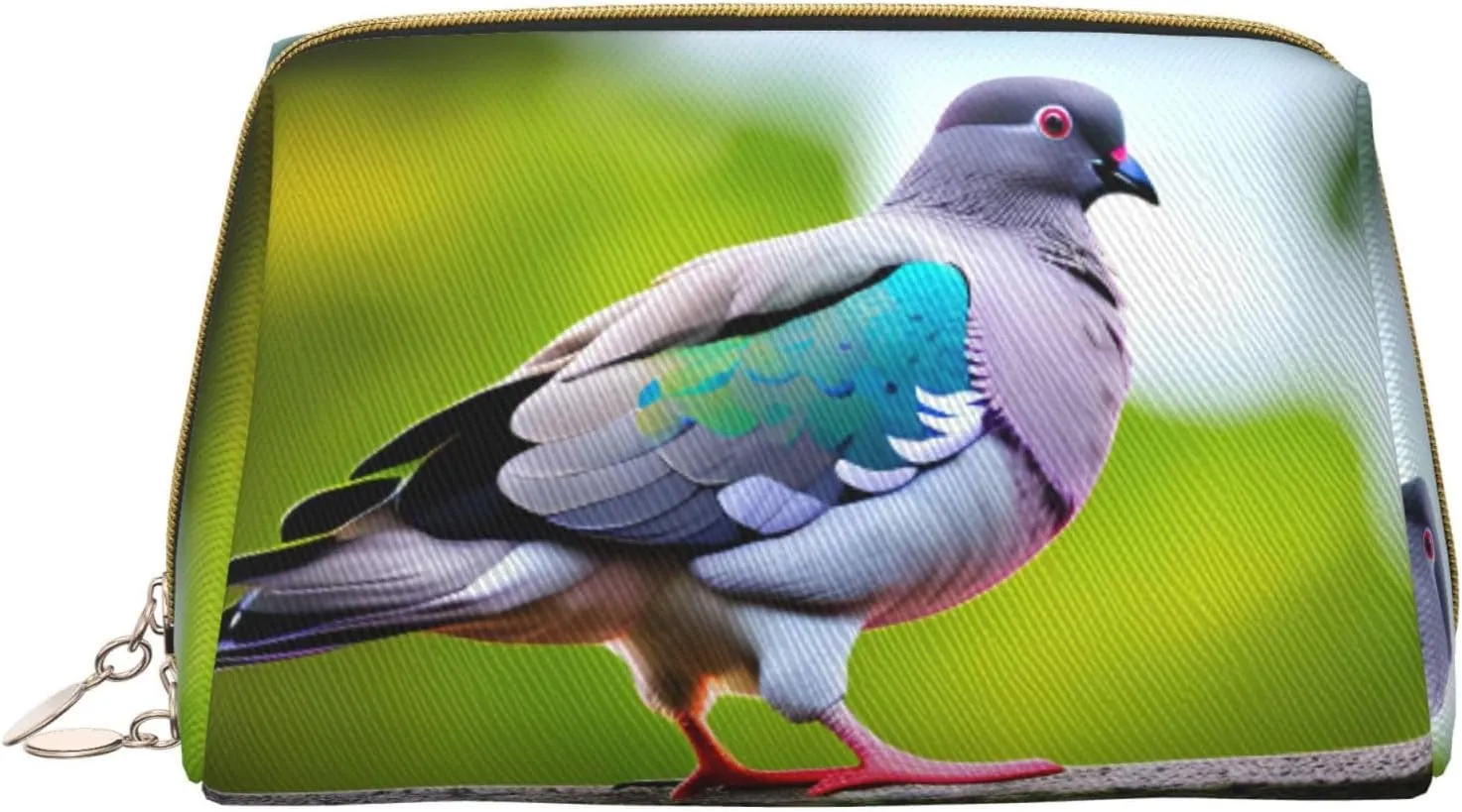 Cartoon Pigeon 3 Leather Toiletry Travel Bag, Compact Makeup Organizer For Women