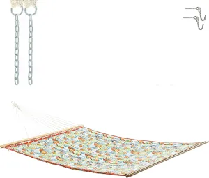 Castaway Living Large Floral Print Polyester Quilted Hammock with Free Extension Chains & Tree Hooks, Designed in The USA, Accommodates Two People with a Weight Limit of 350 lbs.