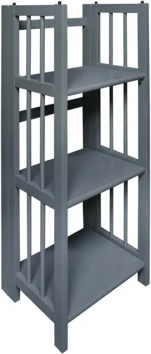 Casual Home 3-Shelf Folding Bookcase, 14" Wide, Slate Gray