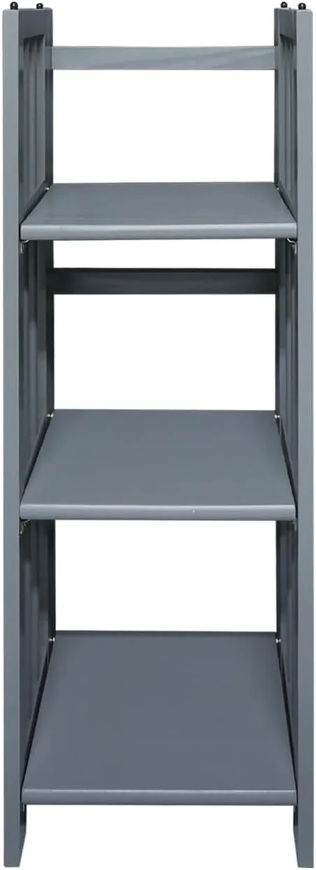 Casual Home 3-Shelf Folding Bookcase, 14" Wide, Slate Gray