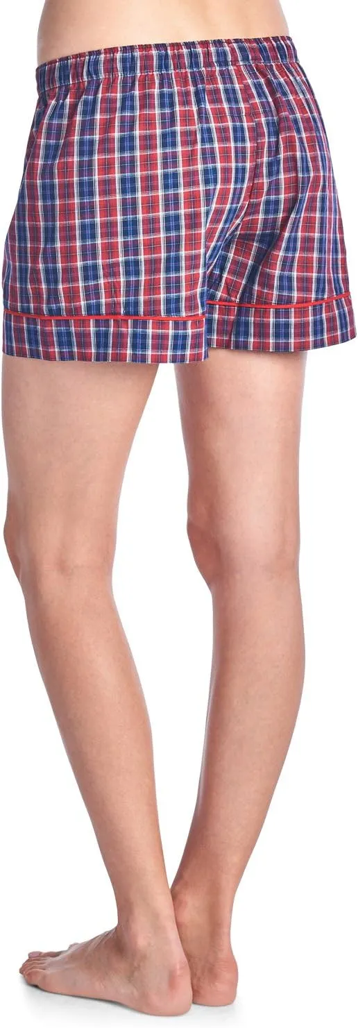 Casual Nights Women's 2 Pack Cotton Woven Lounge Boxer Shorts