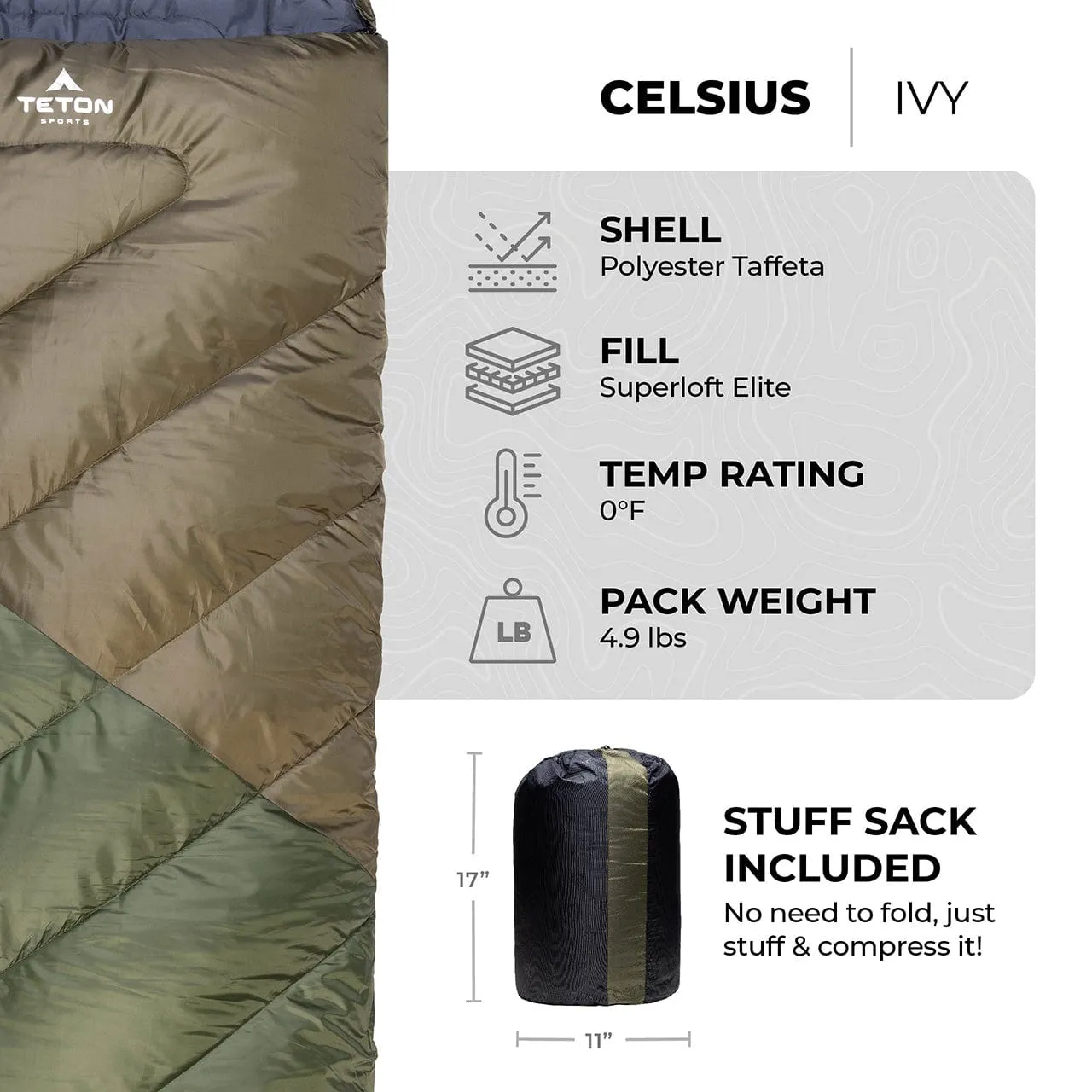 Celsius 0°F / -18°C Sleeping Bag