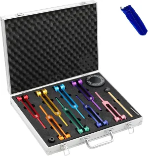 Chakra Tuning Fork Set, Weighted Tuning Forks of 8 Color,7 Chakra and 1 Soul Purpose Tuning Forks for DNA Healing, Sound Therapy, Yoga, Meditation