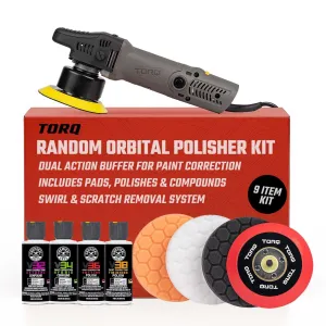 Chemical Guys BUF_503X TORQX Random Orbital Polisher, Pads, Polishes & Compounds Kit (Safe for Cars, Trucks, SUVs, & More) 700W, Orbit 8mm - 9 Items