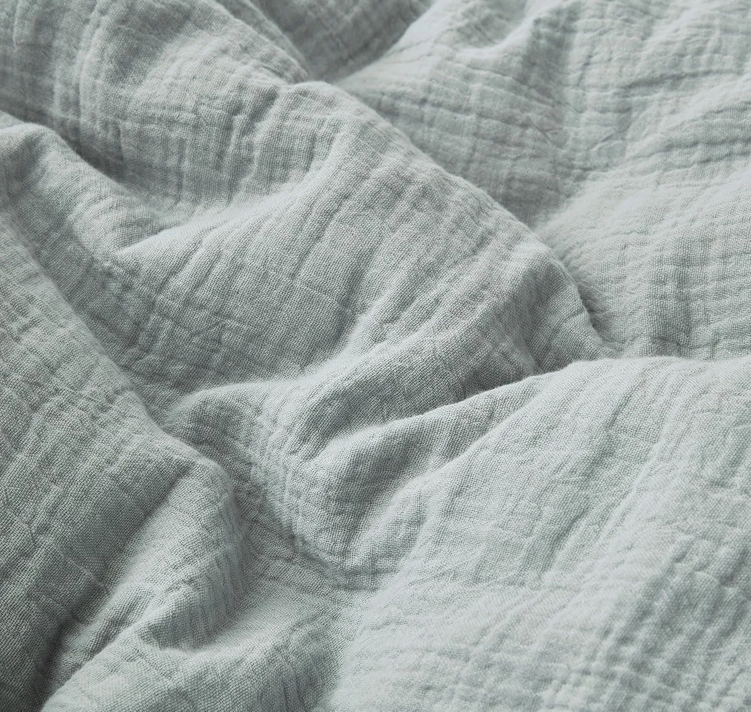 Chezmoi Collection Breeze 3-Piece 100% Cotton Muslin Queen Comforter Set, Light Blue-Gray Soft Washed Cotton Gauze Comforter, Lightweight Breathable Reversible 240GSM Fill Summer Bedding