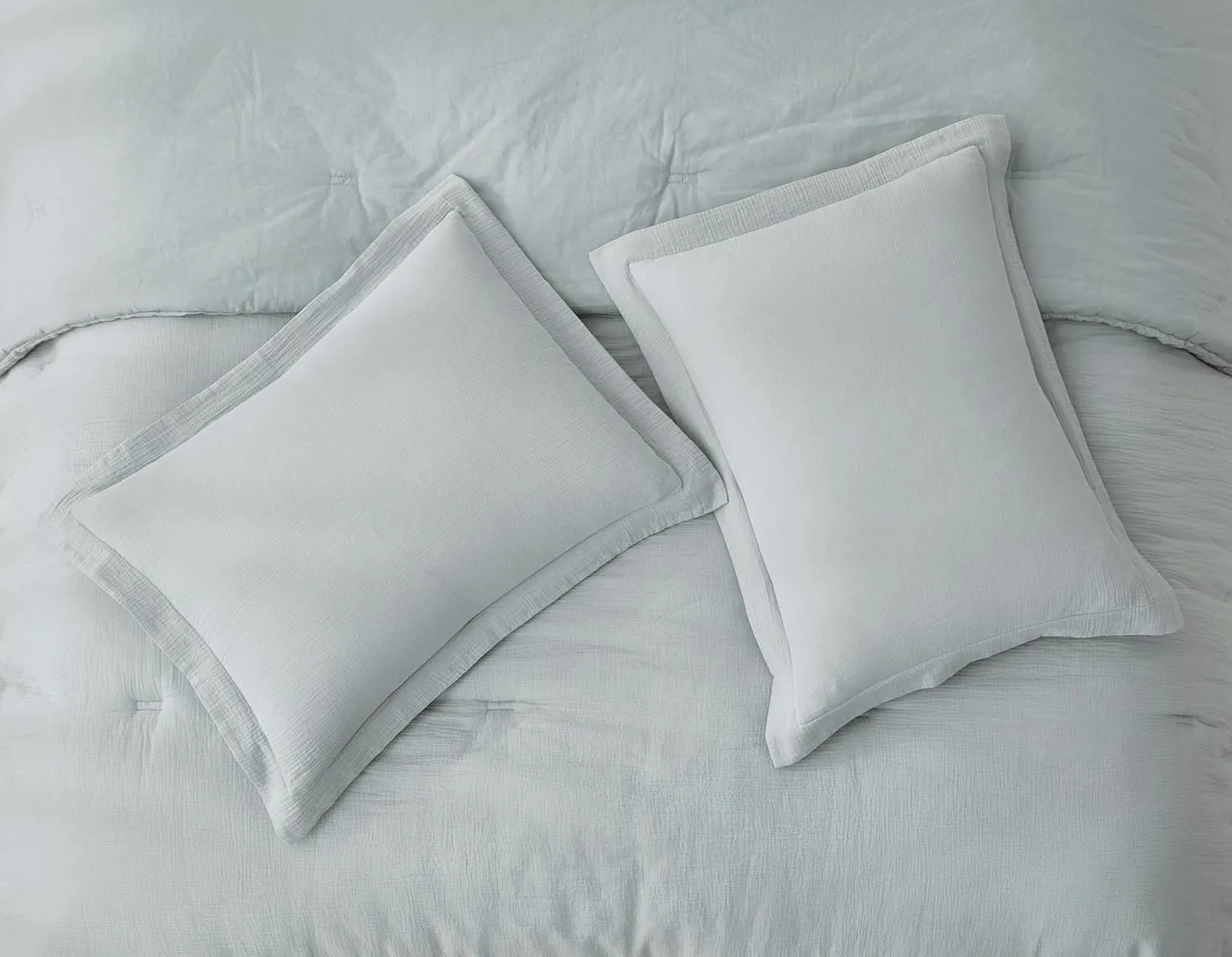 Chezmoi Collection Breeze 3-Piece 100% Cotton Muslin Queen Comforter Set, Light Blue-Gray Soft Washed Cotton Gauze Comforter, Lightweight Breathable Reversible 240GSM Fill Summer Bedding