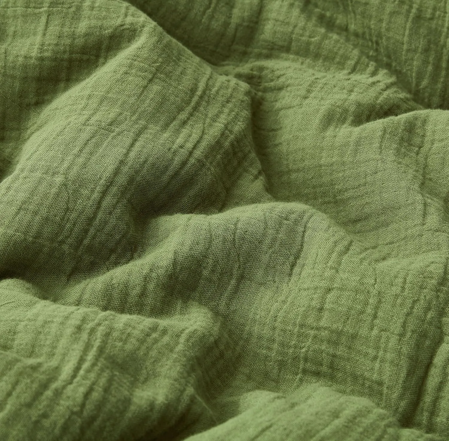 Chezmoi Collection Breeze 3-Piece 100% Cotton Muslin Queen Comforter Set, Olive Green Soft Washed Cotton Gauze Comforter, Lightweight Breathable Reversible 240GSM Fill Summer Bedding