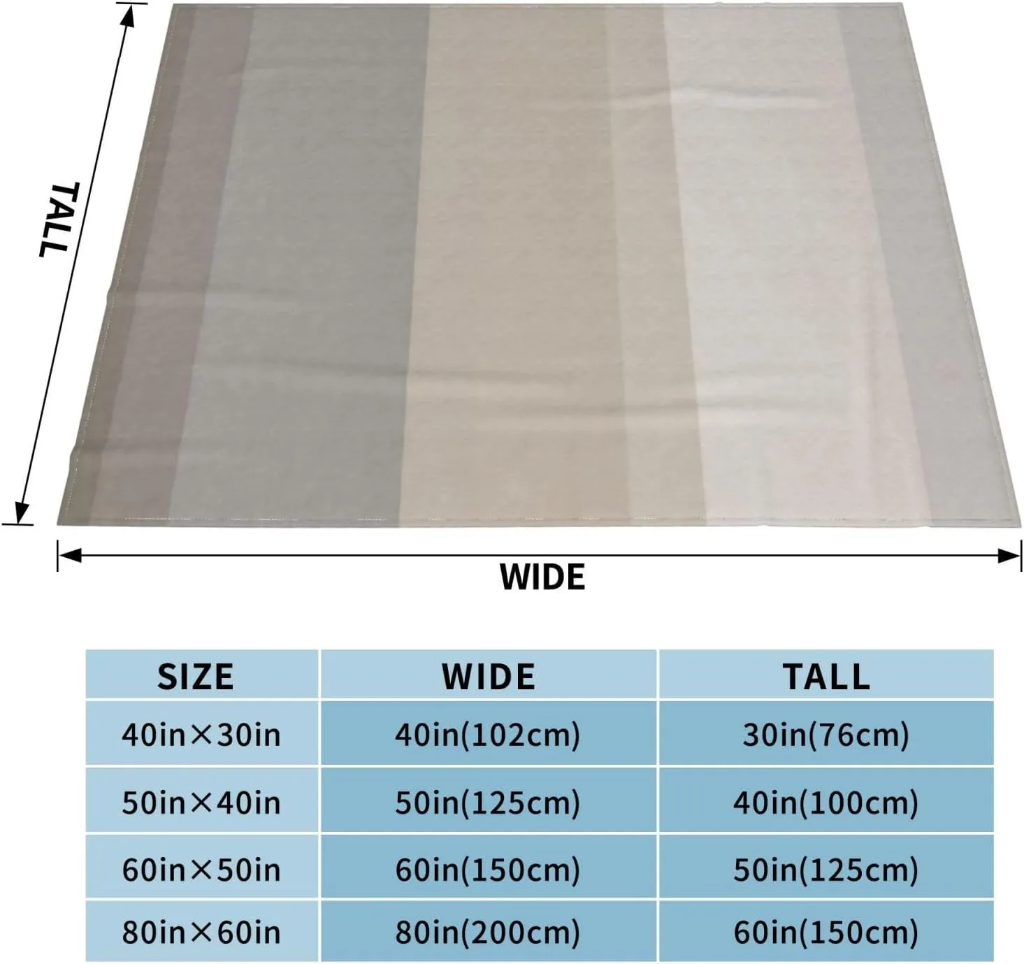 Chic Taupe, Cream and Gray Striped 60"X50" Flannel Blanket - 100% Soft Polyester, Lightweight and Warm, Suitable for Families, Camping, Travel