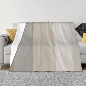 Chic Taupe, Cream and Gray Striped 60"X50" Flannel Blanket - 100% Soft Polyester, Lightweight and Warm, Suitable for Families, Camping, Travel