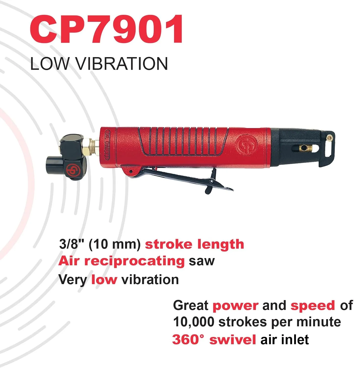 Chicago Pneumatic CP7901 - Reciprocating Air Saw, 10000 Stroke Per Minute, Automotive Body Shop, Home Improvement Projects, Pipe Cutting Tool, For Fiberglass, Woodworking, Construction, Demolition