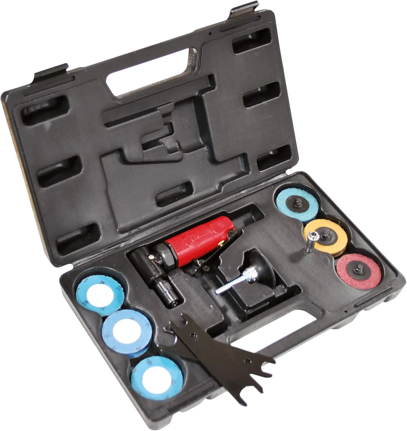 Chicago Pneumatic CP875 Kit - Air Die Grinder Tool, Welder, Woodworking, Automotive Car Detailing, Stainless Steel Polisher, Heavy Duty, Right Angle Grinder, 1/4 Inch (6 mm), 0.3 HP/ 220W - 22500 RPM