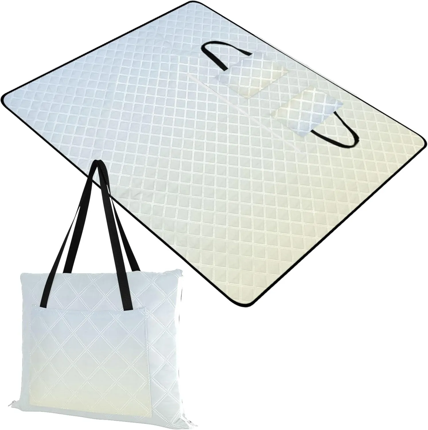CHIFIGNO Elegant Blue Light Yellow Gradient Sandproof Beach Blanket Waterproof, Floral Tent Rugs for Camping Mat Picnic Supplies Foldable Mat, 80" x 60"