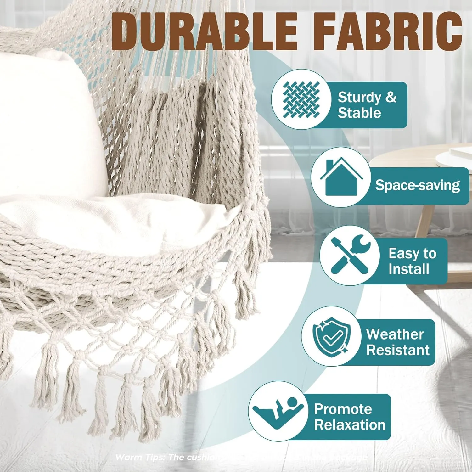 Chihee Hammock Chair Super Large Soft-Spun Cotton Rope Weaving Hanging Chair, Collapsible Strong Metal Spreader Bar Wide Seat Lace Stretch Swing Chairs Indoor Outdoor Garden Yard Theme Decoration