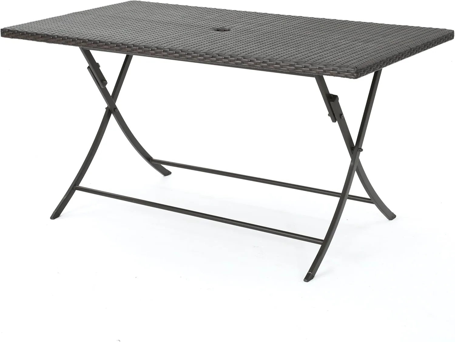 Christopher Knight Home Riad Outdoor Wicker Rectangular Foldable Dining Table, Multibrown