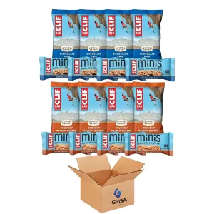 CLIF BAR Chocolate Chip and Crunchy Peanut Butter Energy Bars - 5 of each Full-Size Bars & 5 of each Mini Bars - Made with Organic Oats, Non-GMO Ingredients, and Plant-Based Protein - 20-Count Variety Pack (2.4 oz & 0.99 oz)