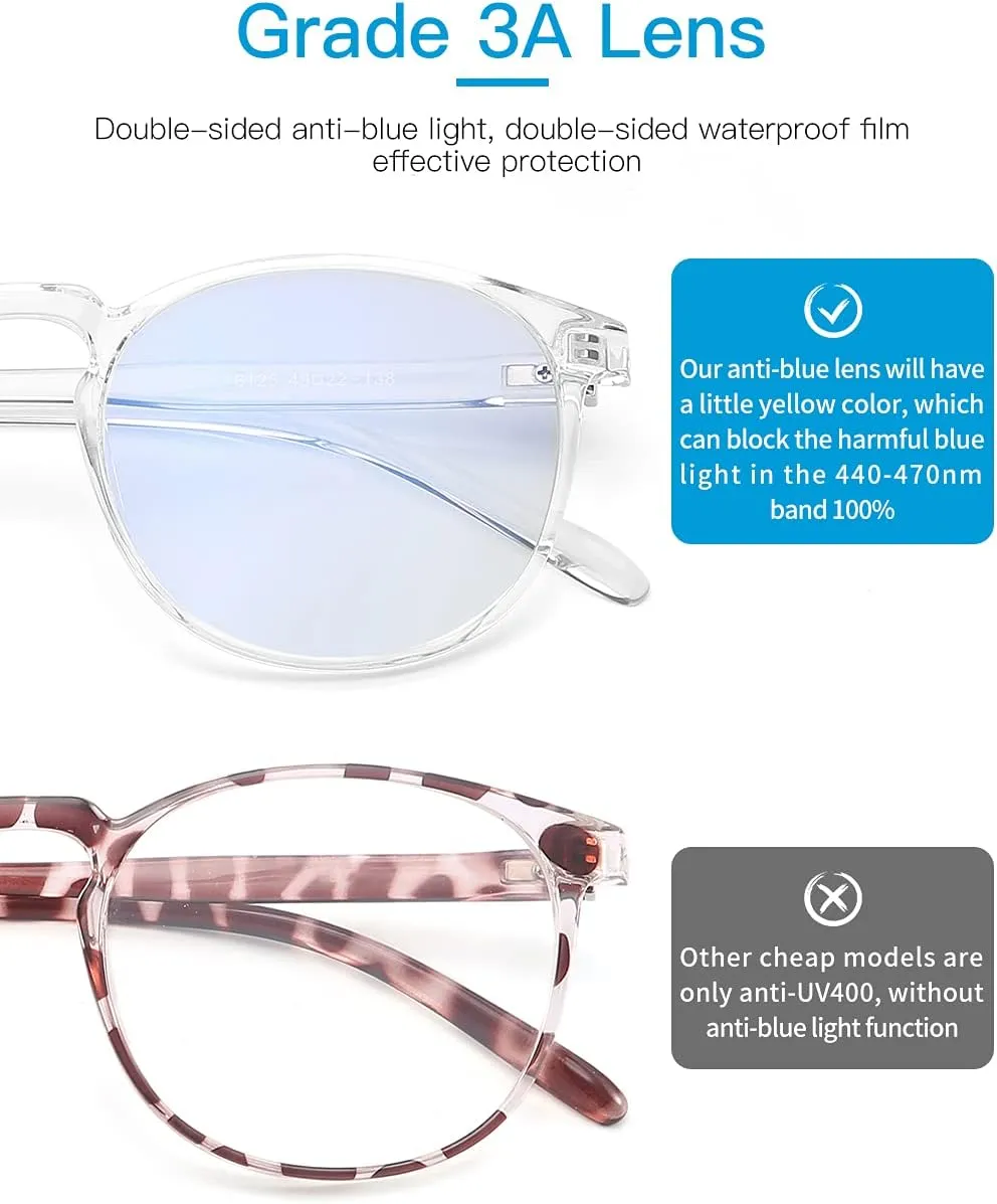 CNLO Blue light blocking Glasses,Computer Gaming Glasses,TV Glasses，For UV Protection, Anti Eyestrain,Lightweight Frame Eyewear,Transparent Men/Women (Crystal)
