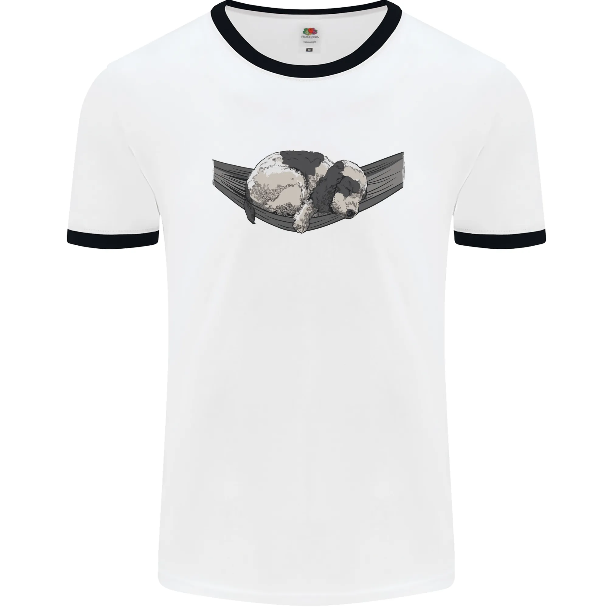Cocker Spaniel on a Hammock Dog Mens Ringer T-Shirt