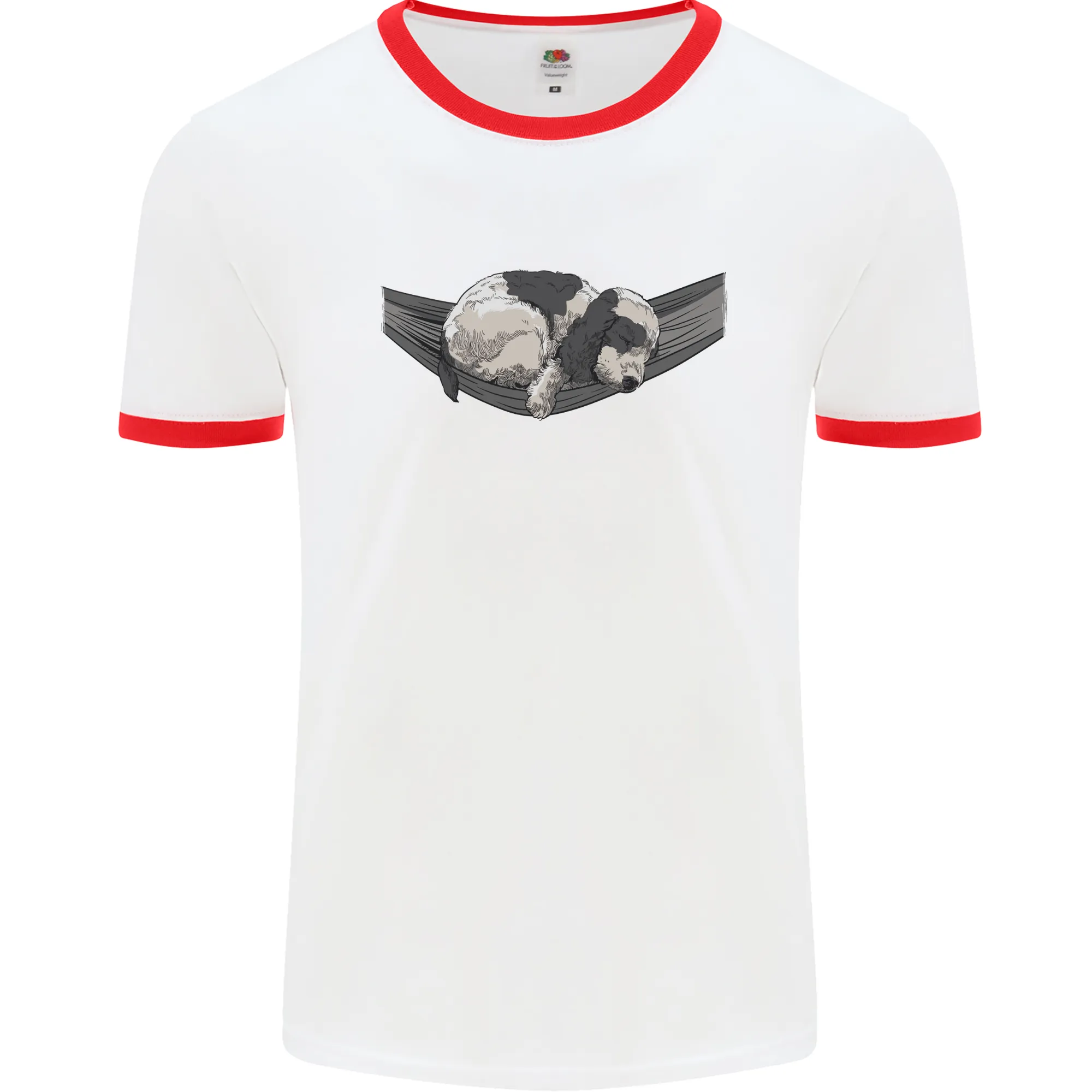 Cocker Spaniel on a Hammock Dog Mens Ringer T-Shirt