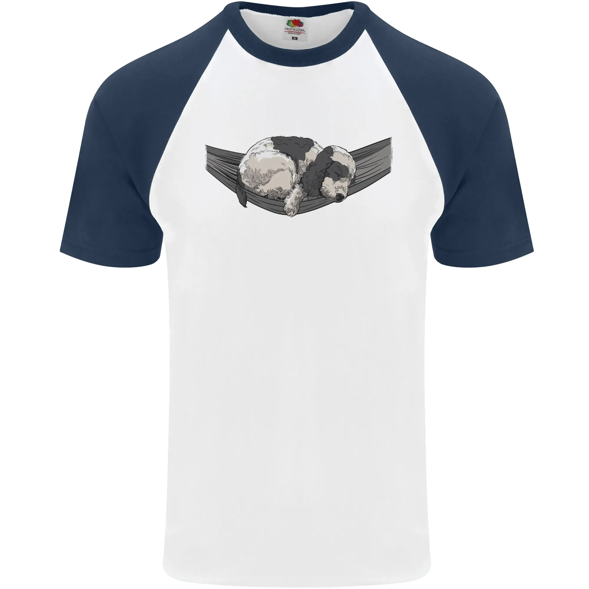 Cocker Spaniel on a Hammock Dog Mens S/S Baseball T-Shirt