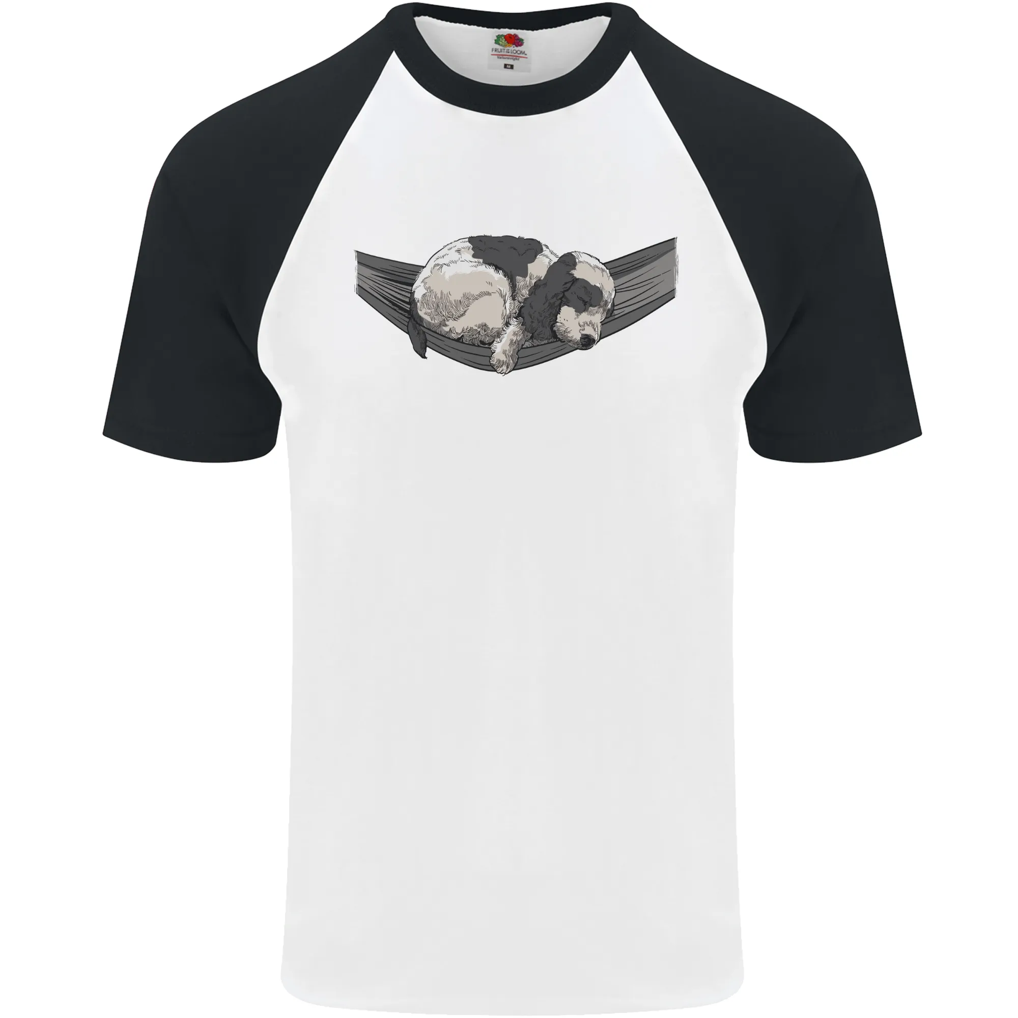 Cocker Spaniel on a Hammock Dog Mens S/S Baseball T-Shirt