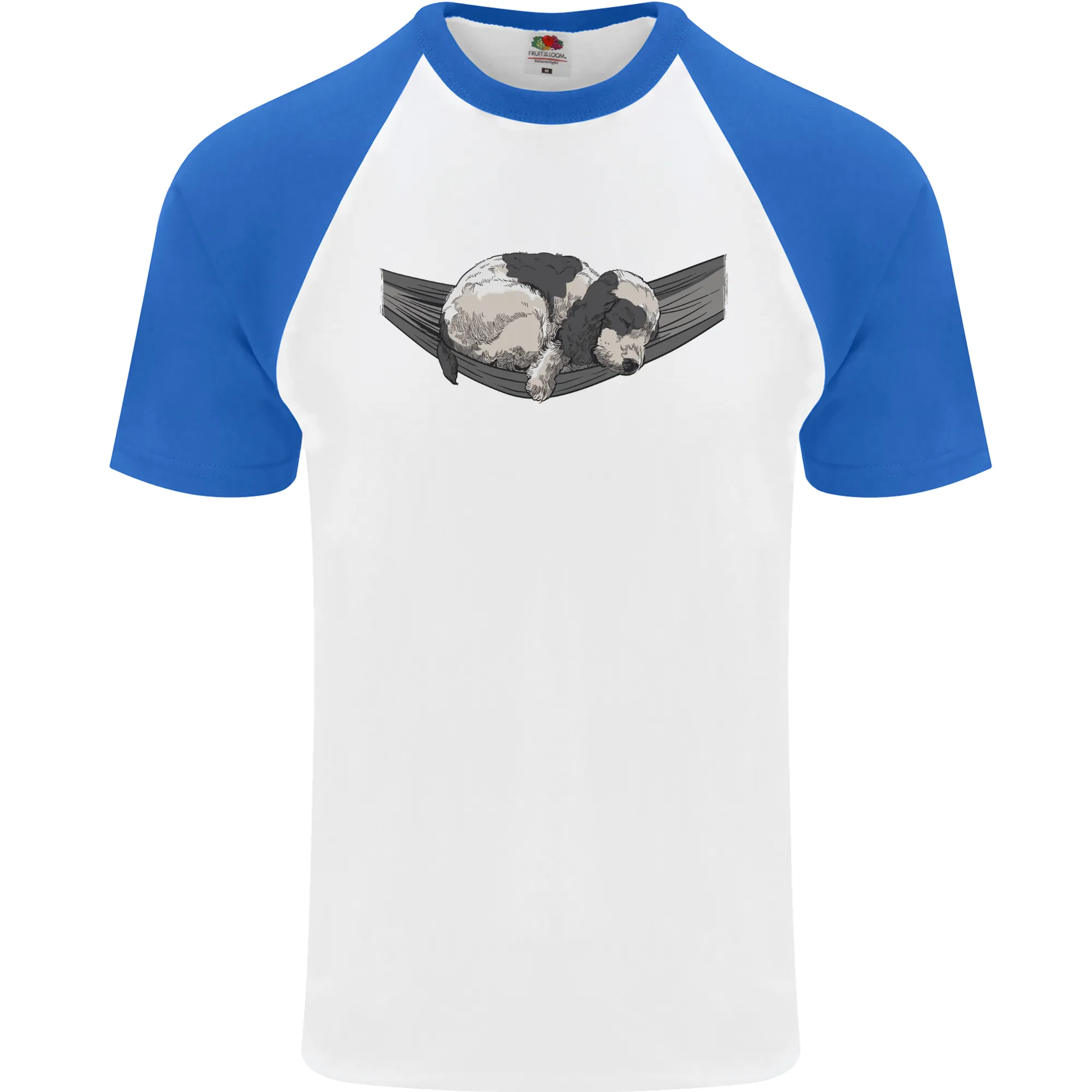Cocker Spaniel on a Hammock Dog Mens S/S Baseball T-Shirt