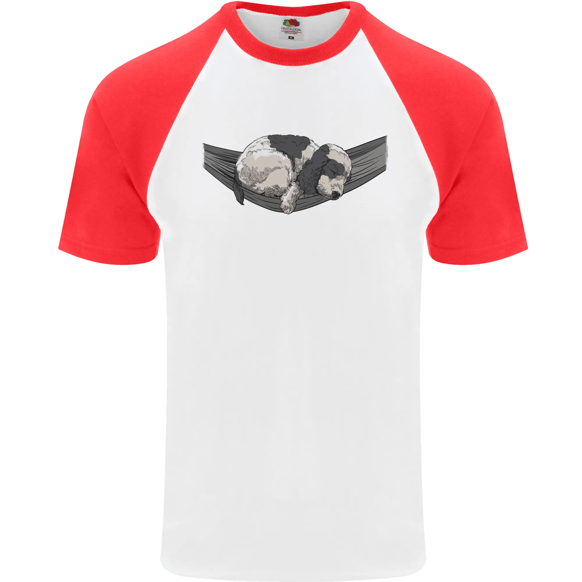 Cocker Spaniel on a Hammock Dog Mens S/S Baseball T-Shirt