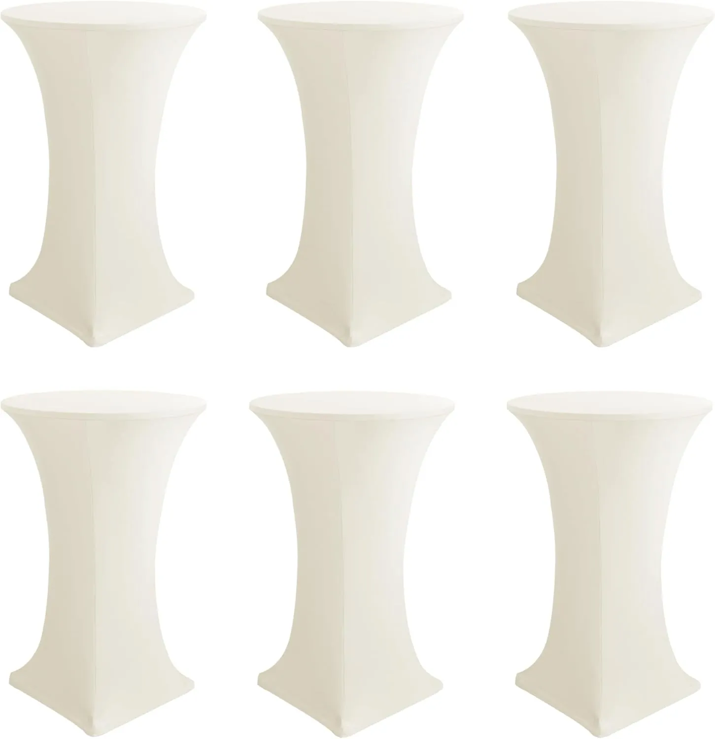 Cocktail Table Covers-Spandex Round High Top Table Cloths 6 Pack 32x43 Inch-Cream Stretch Fitted Bar Tall Tablecloth for Pub Bistro Highboy Party Event Banquet Height Folding Satnding Tables