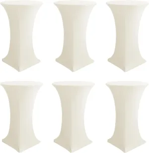 Cocktail Table Covers-Spandex Round High Top Table Cloths 6 Pack 32x43 Inch-Cream Stretch Fitted Bar Tall Tablecloth for Pub Bistro Highboy Party Event Banquet Height Folding Satnding Tables