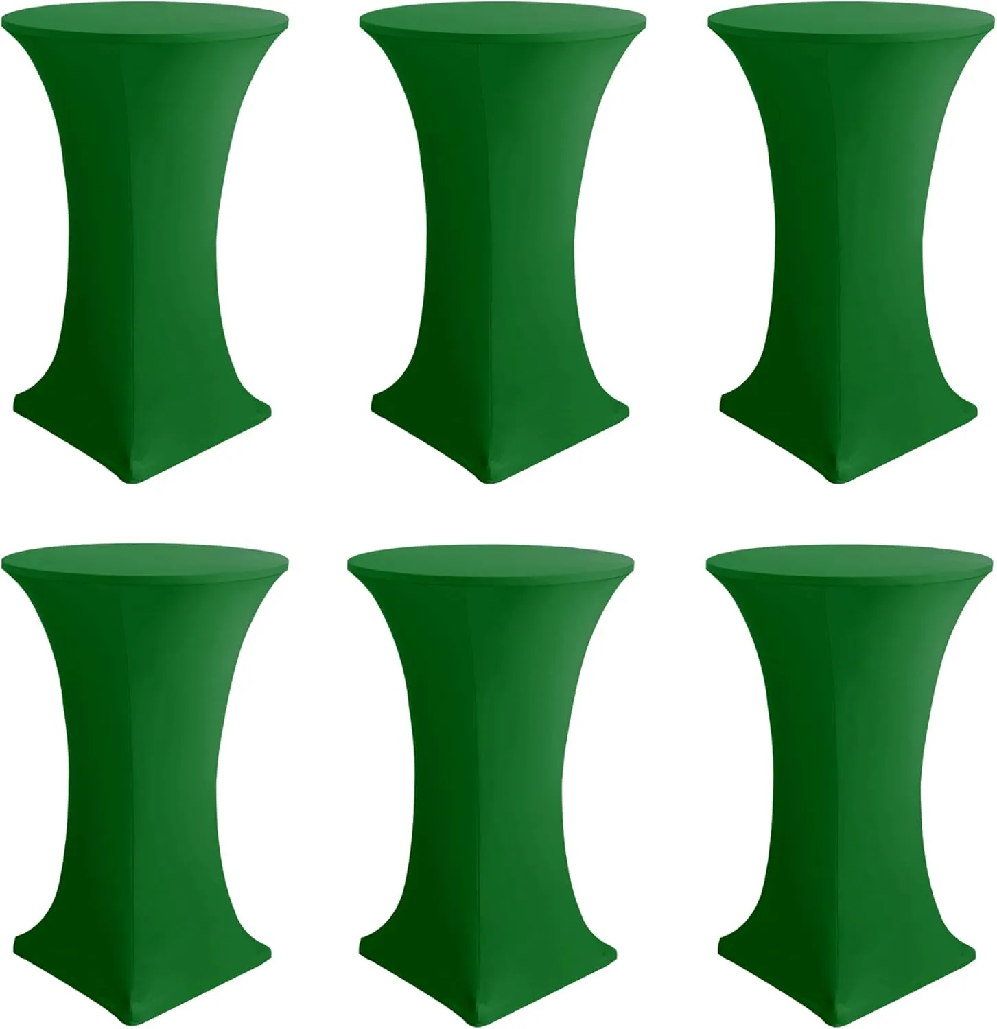 Cocktail Table Covers-Spandex Round High Top Table Cloths 6 Pack 32x43 Inch-Green Stretch Fitted Bar Tall Tablecloth for Pub Bistro Highboy Party Event Banquet Height Folding Satnding Tables