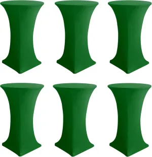 Cocktail Table Covers-Spandex Round High Top Table Cloths 6 Pack 32x43 Inch-Green Stretch Fitted Bar Tall Tablecloth for Pub Bistro Highboy Party Event Banquet Height Folding Satnding Tables